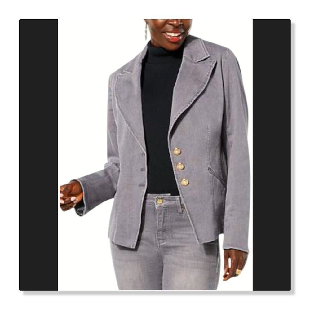 ✨ IMAN ✨Stretch Denim Blazer in Washed Gray - [Size Small]